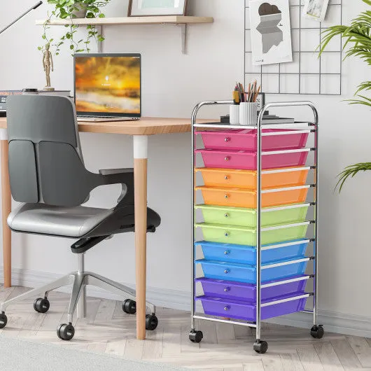 10 Drawer Rolling Storage Cart Organizer-Color