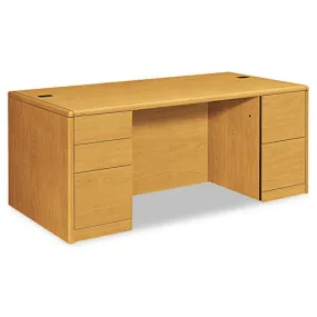 10700 Double Pedestal Desk With Full Height Pedestals, 72w X 36d X 29.5h, Harvest