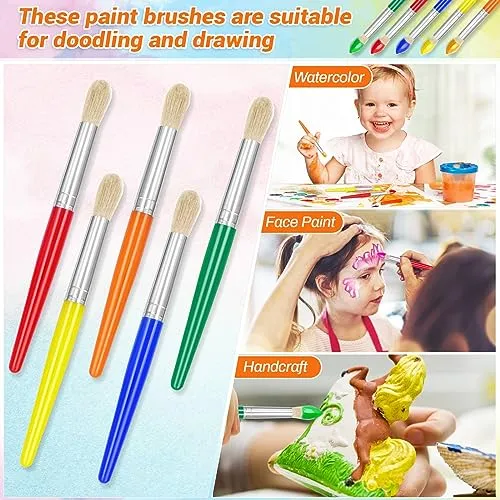 10Pcs Paint Brushes for Kids, Anezus Children Paint Brushes Toddler Large Chubby Kids Paint Brush Set for Preschool Daycare Classroom Washable Paint