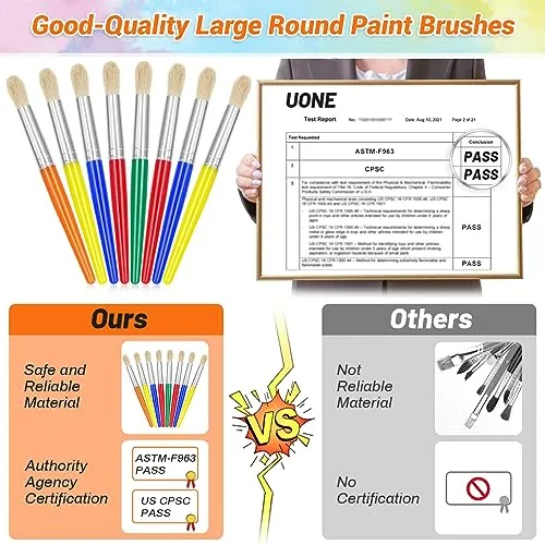 10Pcs Paint Brushes for Kids, Anezus Children Paint Brushes Toddler Large Chubby Kids Paint Brush Set for Preschool Daycare Classroom Washable Paint