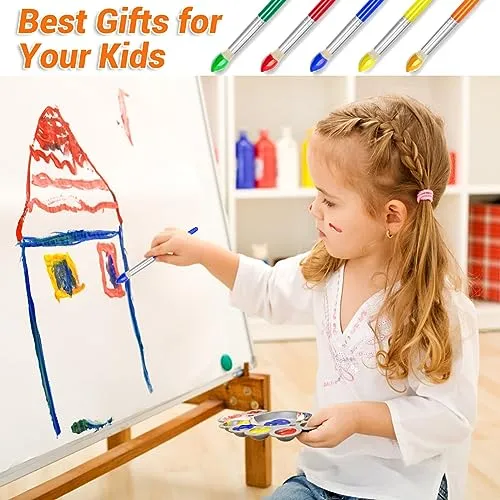 10Pcs Paint Brushes for Kids, Anezus Children Paint Brushes Toddler Large Chubby Kids Paint Brush Set for Preschool Daycare Classroom Washable Paint