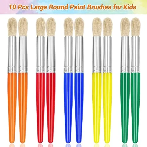 10Pcs Paint Brushes for Kids, Anezus Children Paint Brushes Toddler Large Chubby Kids Paint Brush Set for Preschool Daycare Classroom Washable Paint