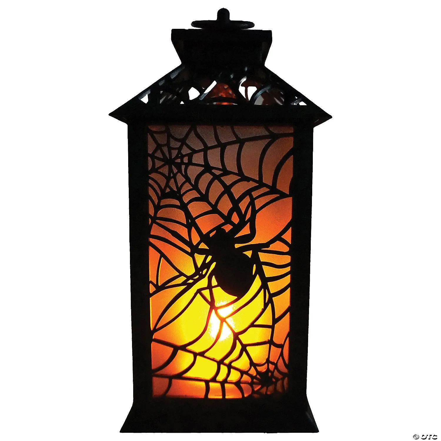 11.5" Flaming LED Plastic Lantern with Spider