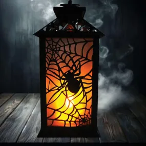 11.5" Flaming LED Plastic Lantern with Spider