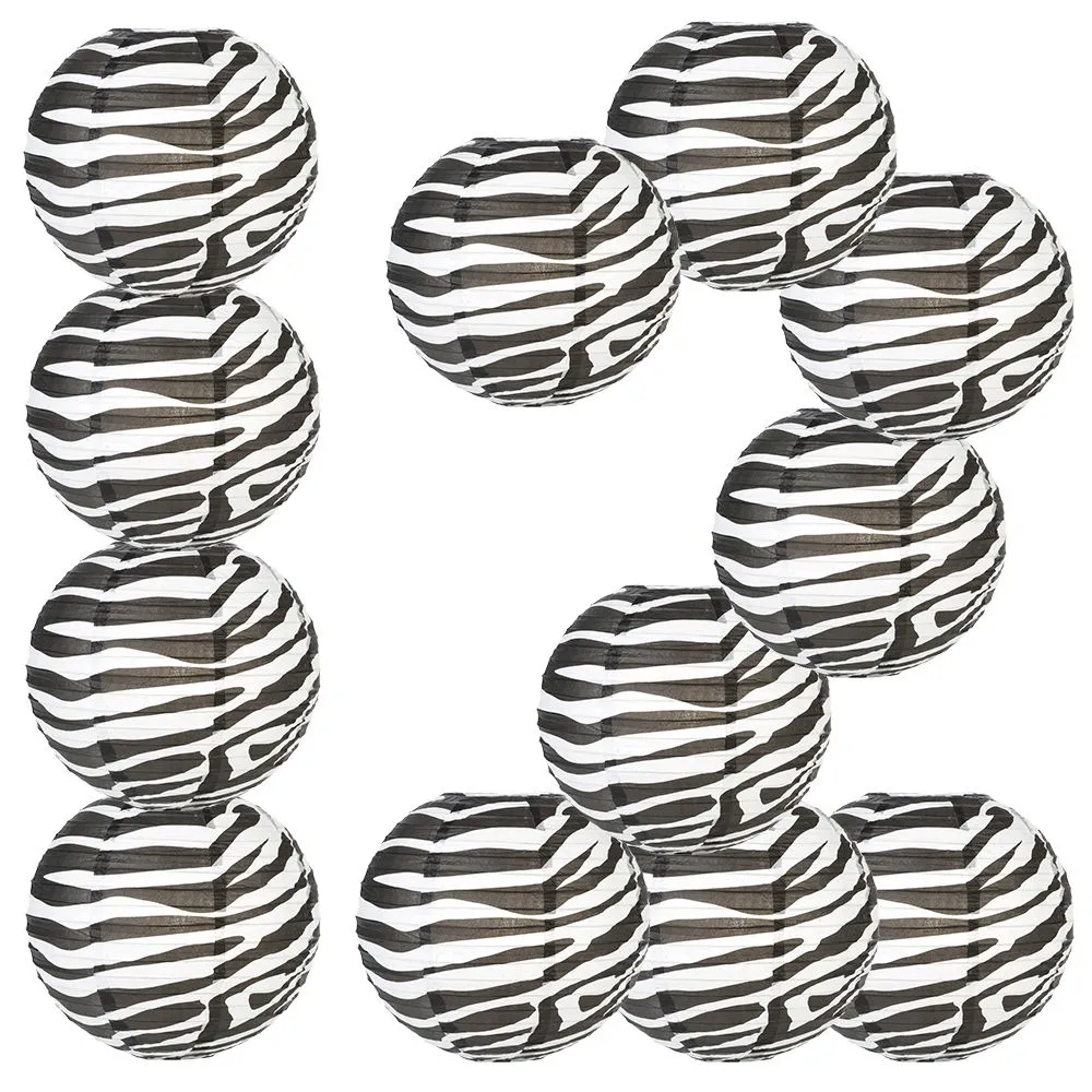 12 PACK | 14" Zebra Print Paper Lantern