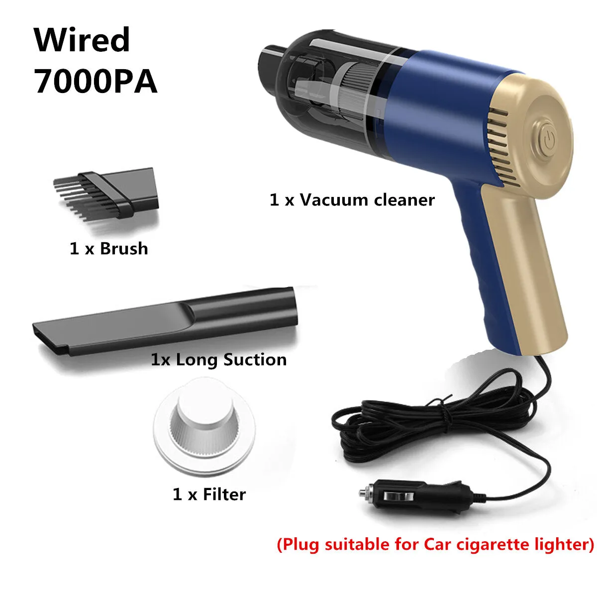 120W 7000PA Wired Hand Held Vacuum Cleaner Mini Portable Car Auto Home Duster