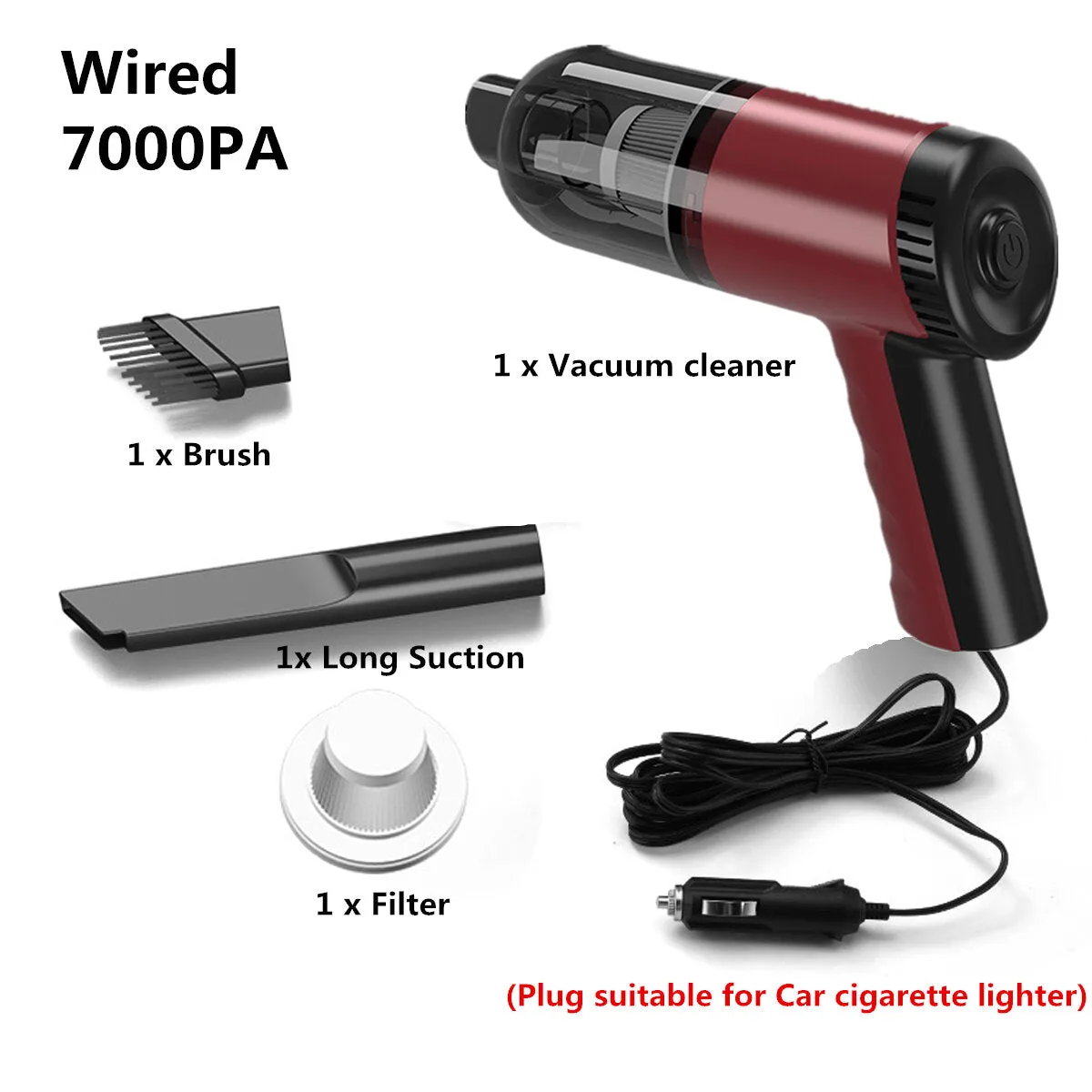 120W 7000PA Wired Hand Held Vacuum Cleaner Mini Portable Car Auto Home Duster