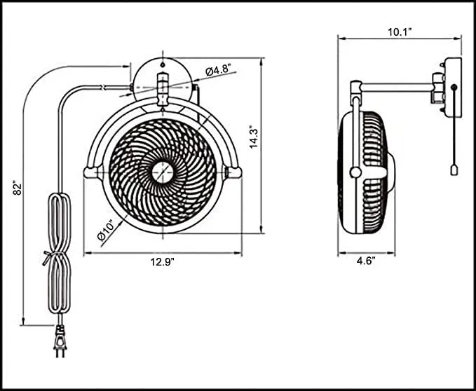 13" Industrial Bathroom Ceiling Fan with Pull Chain