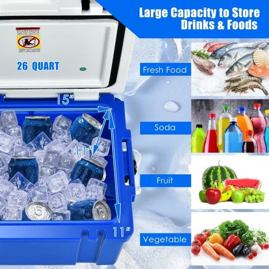 26 Quart Portable Cooler with Food Grade Material-Blue