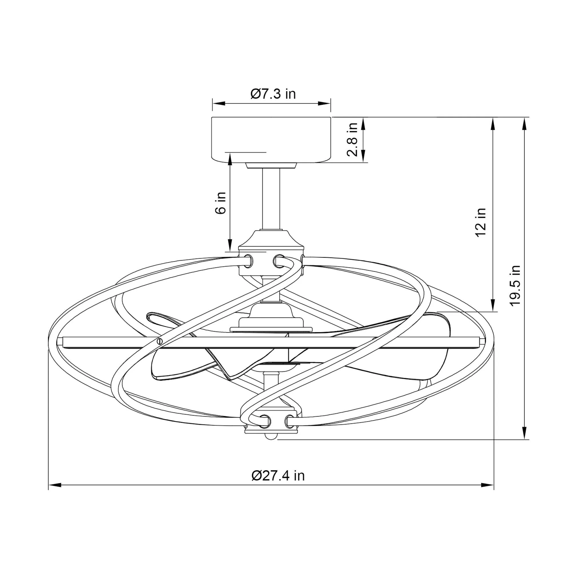 27" Bucholz Industrial DC Motor Brushed Nickel Downrod Mount Reversible Ceiling Fan with Lighting and Remote Control