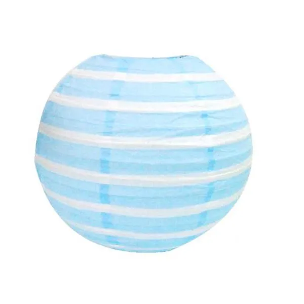 30cm Stripe Paper Lantern - Baby Blue