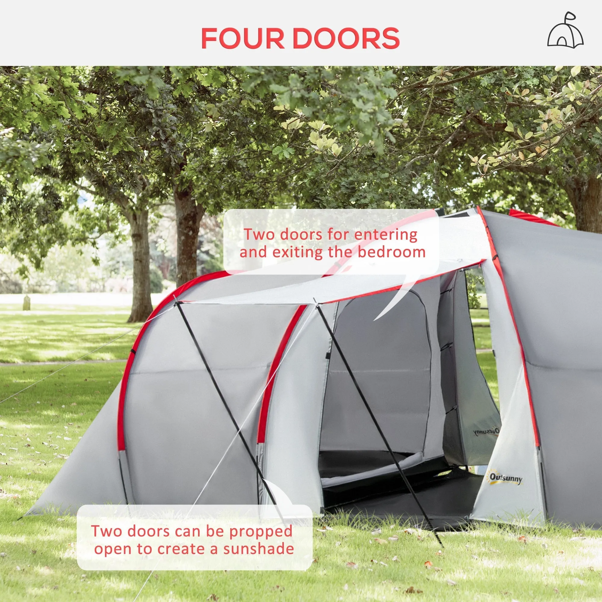 4-6 Man Tunnel Tent with 2 Bedroom