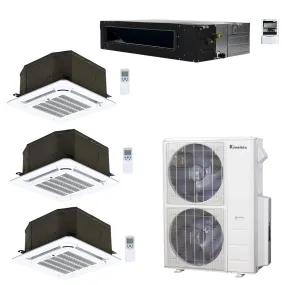 4-Zone Klimaire 20.8 SEER2 Multi Split Ceiling Cassette Ducted Recessed Air Conditioner Heat Pump System 12 12 12 18