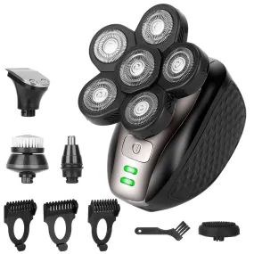 5 In 1 Electric Razor For Bald Men Rechargeable Cordless Head Beard Trimmer Shaver Kit IPX6 Waterproof Dry Wet Grooming Kit with 3 Combs