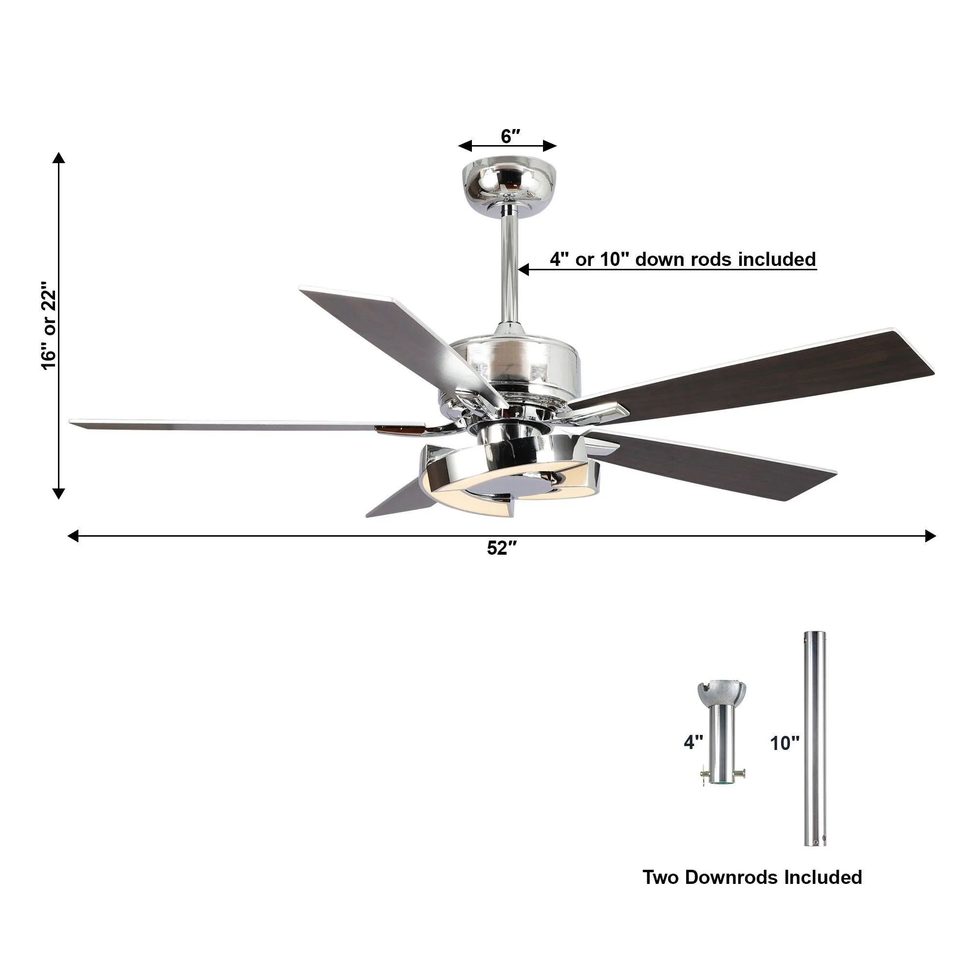 52" Vendome Industrial DC Motor Downrod Mount Reversible Ceiling Fan with Lighting and Remote Control