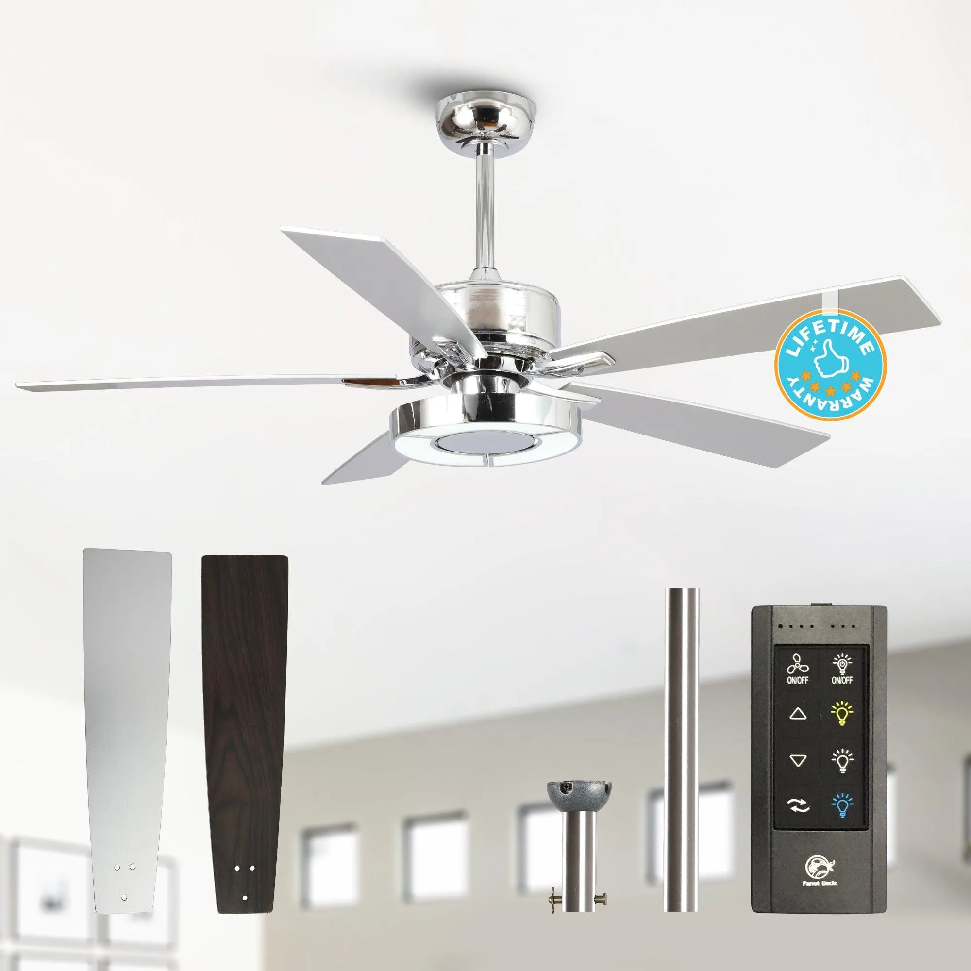 52" Vendome Industrial DC Motor Downrod Mount Reversible Ceiling Fan with Lighting and Remote Control