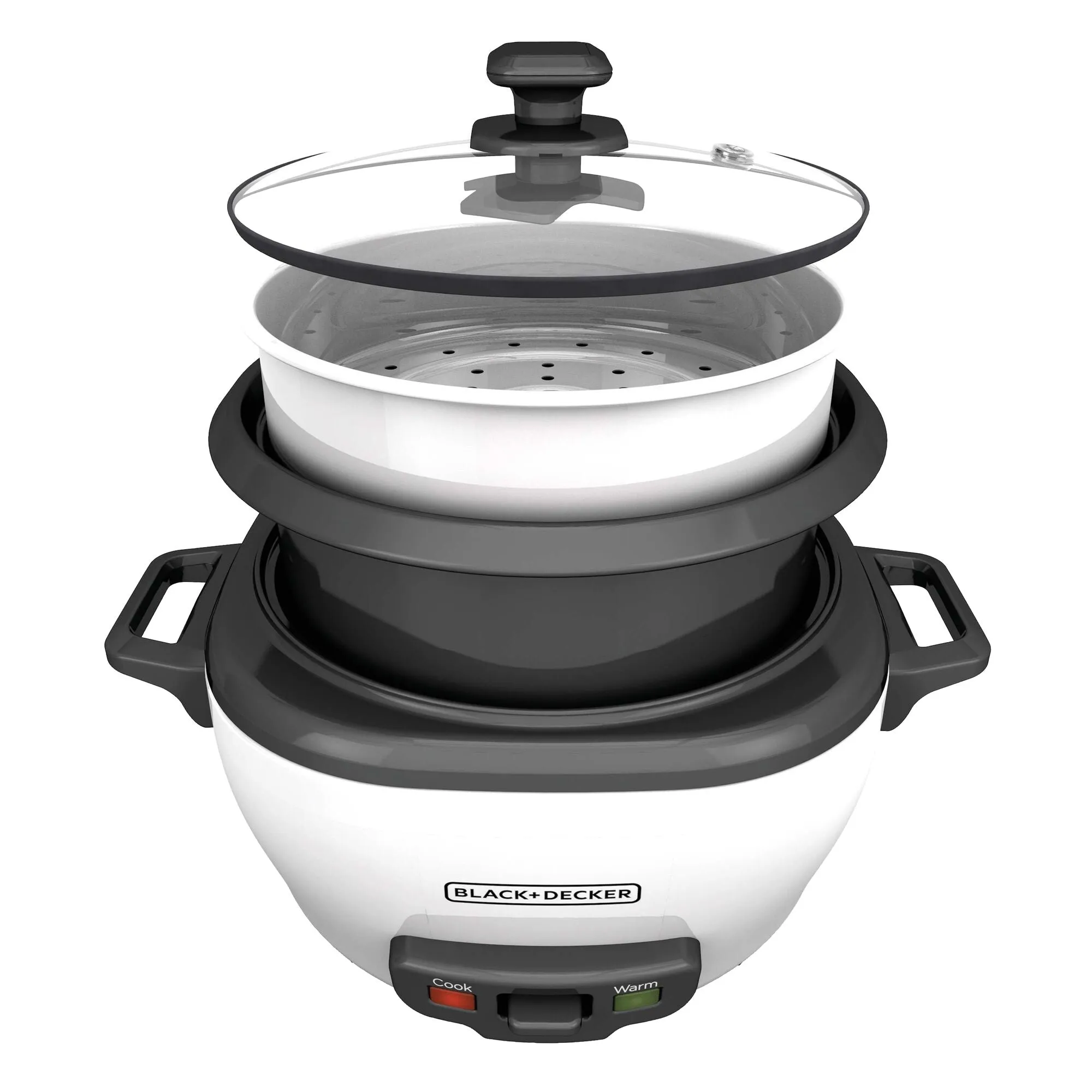 6-Cup Rice Cooker, White, Removable Non-Stick Bowl