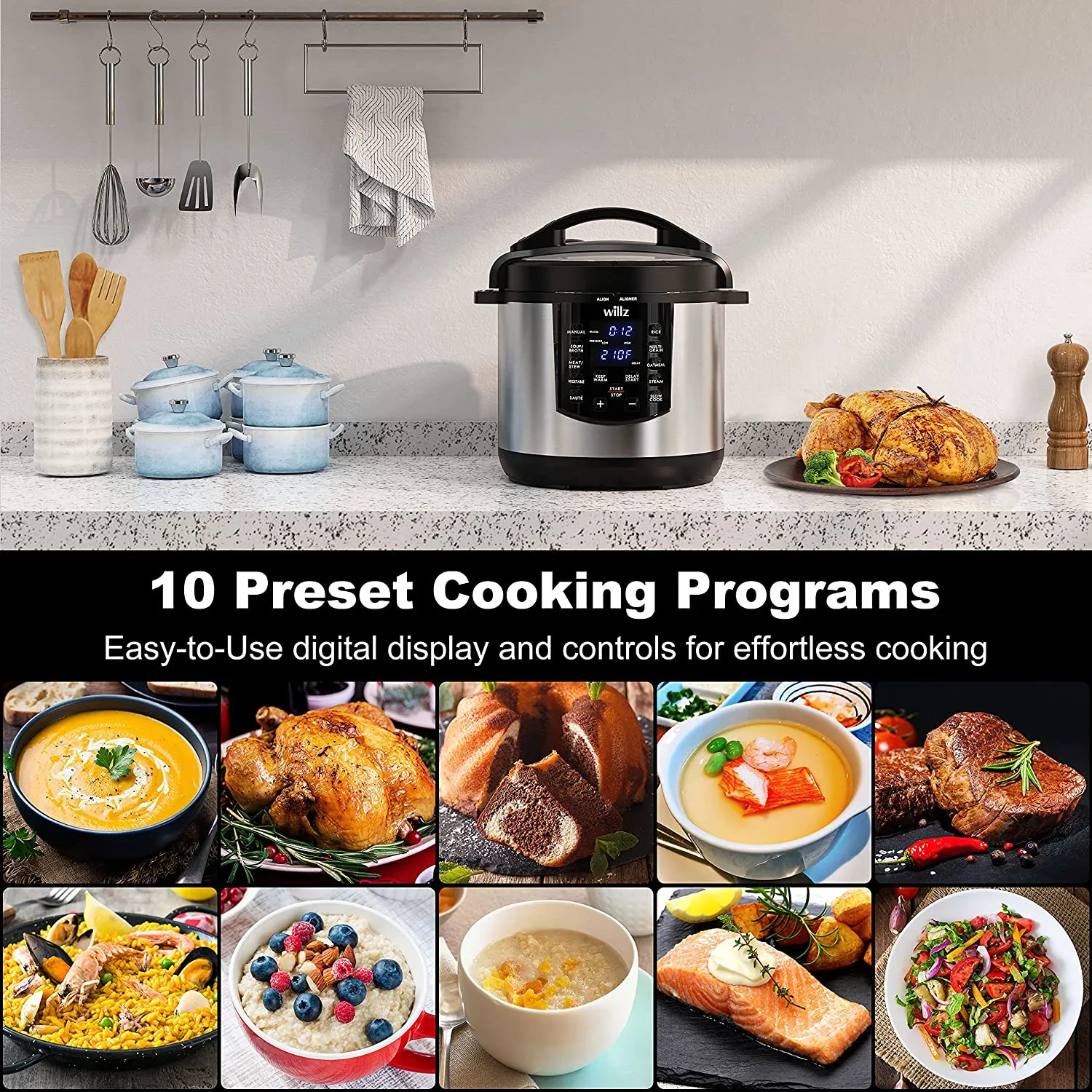 6-in-1 Multi-Use Programmable Pressure Cooker, Slow Cooker, Rice Cooker, Steamer, Sauté, & Food Warmer, 6 Qt, Stainless Steel