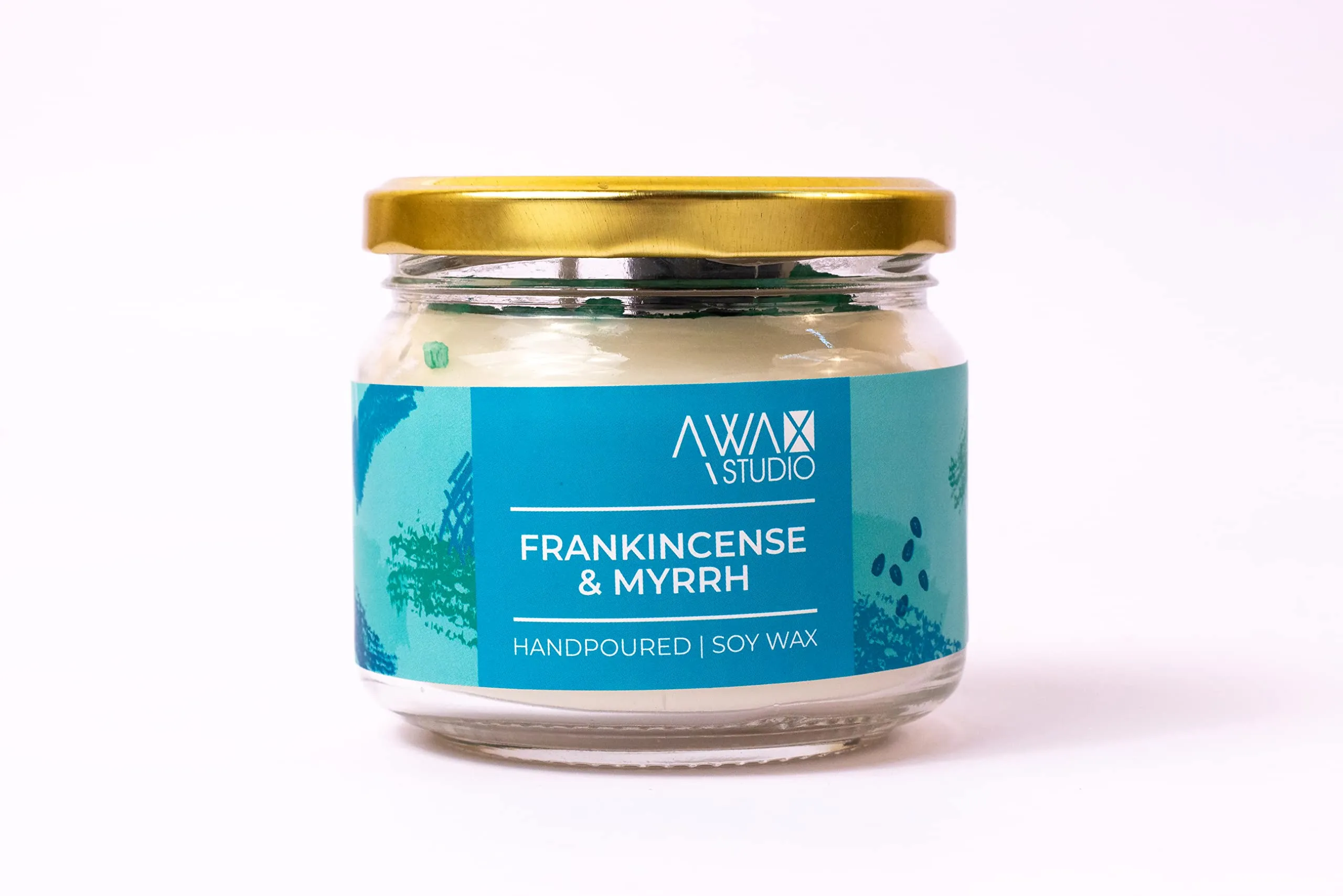 A WAX STUDIO Premium Frankinsence   Lemon Grass   Vanila Scented Candle | Premium Soy Wax & Glass Jar - 350g |Two Wick Candle | Handpoured | Aromatherapy, Home Décor | Burn Time Upto 65 Hours