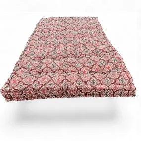 Adim's Soft Cotton Box Quilt Mattress | Mattress offers a combination of comfort, durability, and style, making it an excellent choice for a restful night's sleep.(72X30 X5 Inches) Red jacquard Design