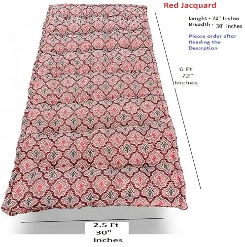 Adim's Soft Cotton Box Quilt Mattress | Mattress offers a combination of comfort, durability, and style, making it an excellent choice for a restful night's sleep.(72X30 X5 Inches) Red jacquard Design