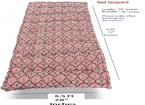 Adim's Soft Cotton Box Quilt Mattress | Mattress offers a combination of comfort, durability, and style, making it an excellent choice for a restful night's sleep.(72X72 X5 Inches) Red jacquard Design