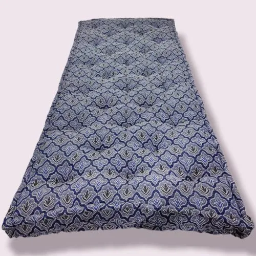 Adim's Soft Cotton Box Quilt Mattress | Mattress Offers a Combination of Comfort, Durability and Style,Making it an Excellent Choice for a restful Night's Sleep.(72X72 X5 Inches) Blue Jacquard Design