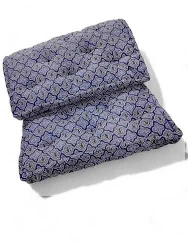 Adim's Soft Cotton Box Quilt Mattress | Mattress offers a combination of comfort, durability and style,making it an excellent choice for a restful night's sleep.(84 X72 X5 Inches) Blue jacquard Design