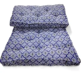 Adim's Soft Cotton Box Quilt Mattress | Mattress Offers a Combination of Comfort, Durability and Style,Making it an Excellent Choice for a restful Night's Sleep.(84X72 X5 Inches) Blue Jacquard Design