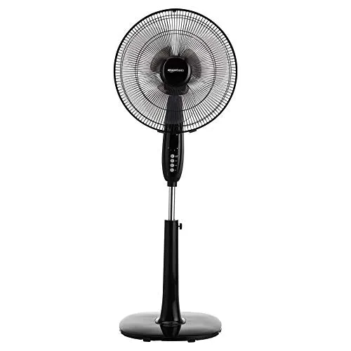 Amazon Basics Oscillating Dual Blade Standing Pedestal Fan with Remote - 16-Inch, Black