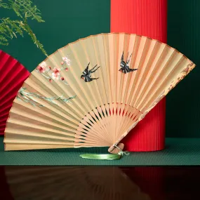 Ancient Style Women's Portable Bird Flower Embroidered Folding Fan Gift