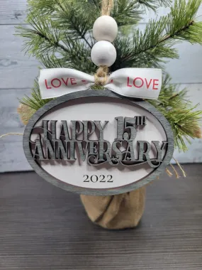 Anniversary Christmas Ornament SVG File Glowforge Ready Laser: Happy Anniversary