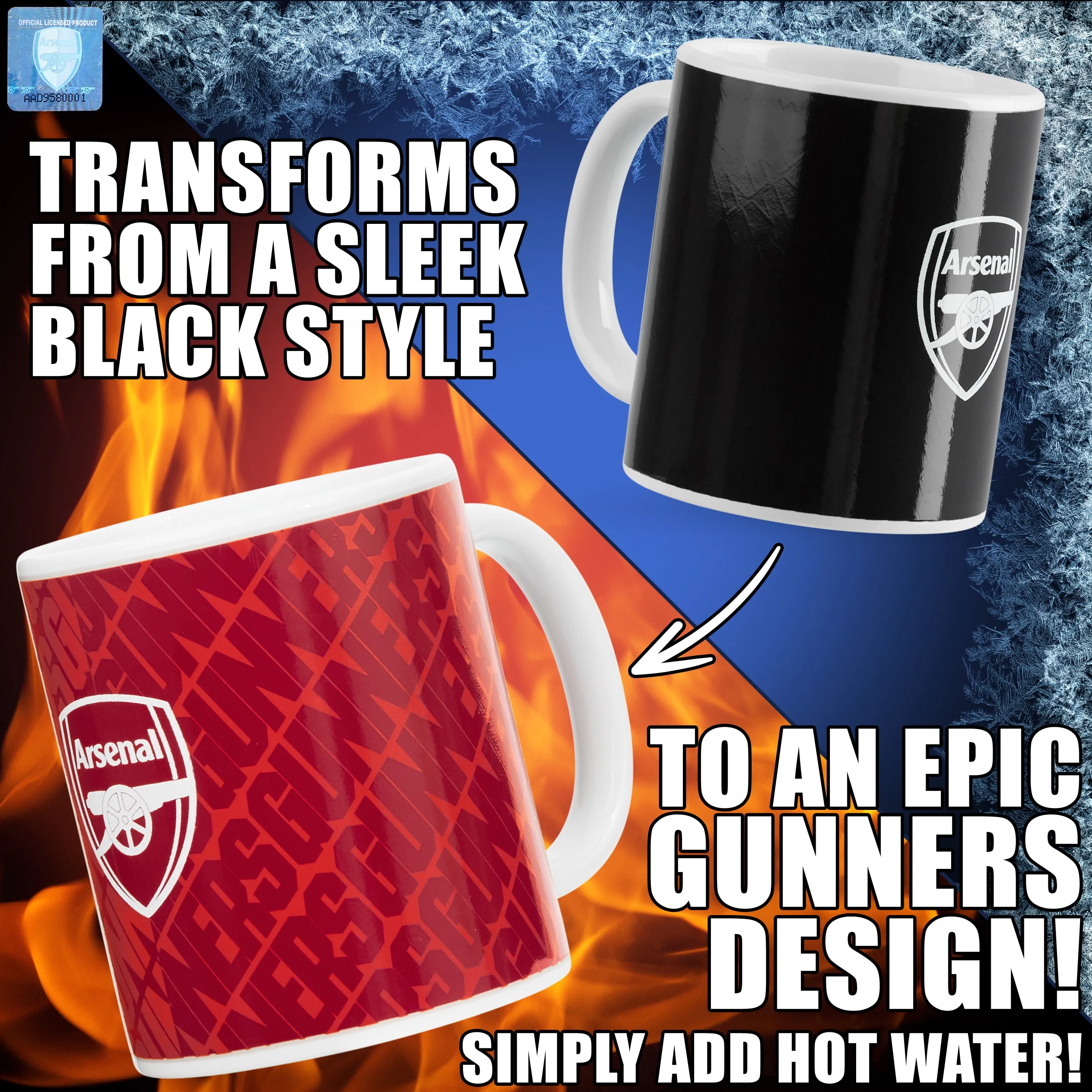 Arsenal F.C. Coffee Mug, 320ml Ceramic Heat Colour Changing Mug Supporters' Gear