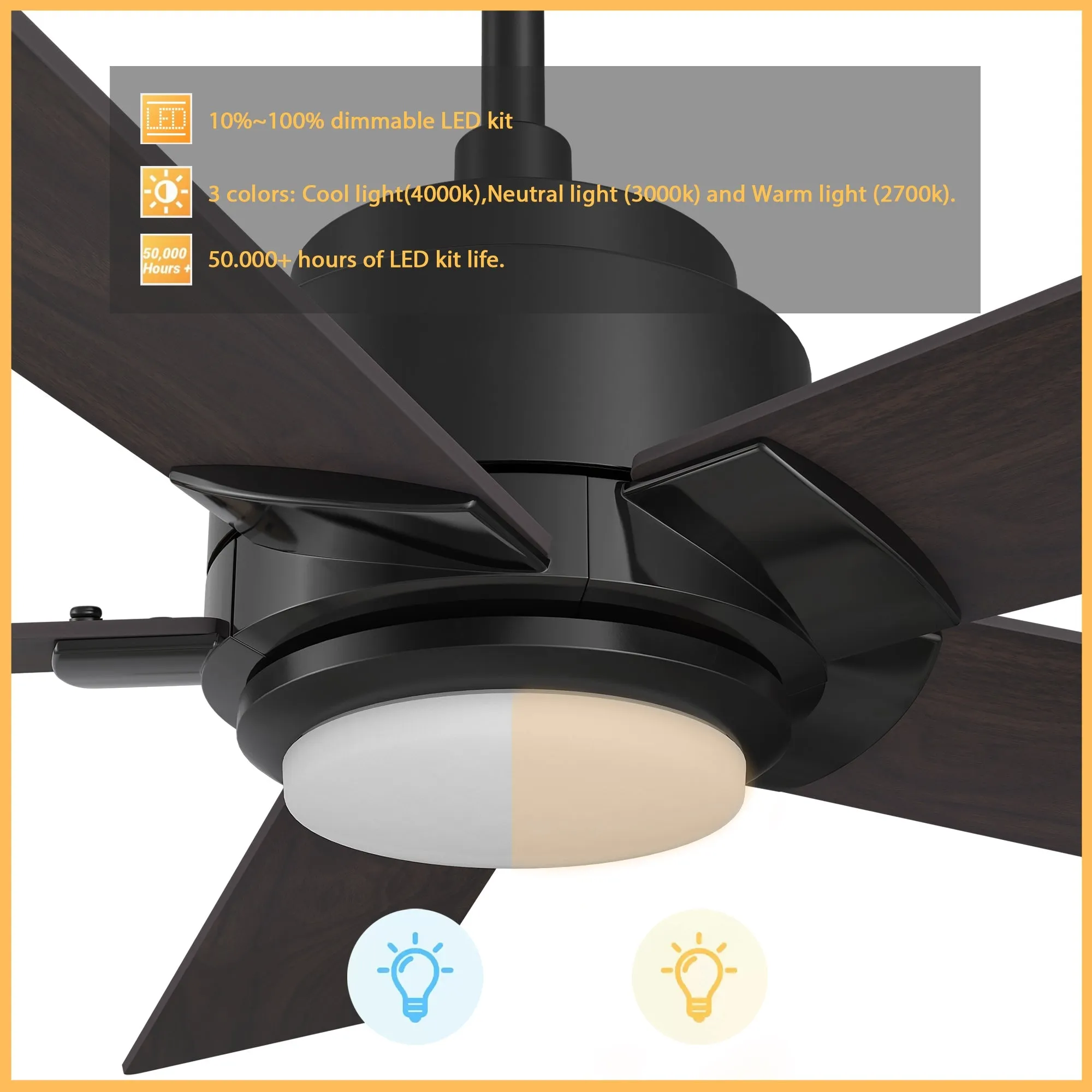 Aspen Smart Ceiling Fan with LED Light and Remote Outdoor/Indoor 48"