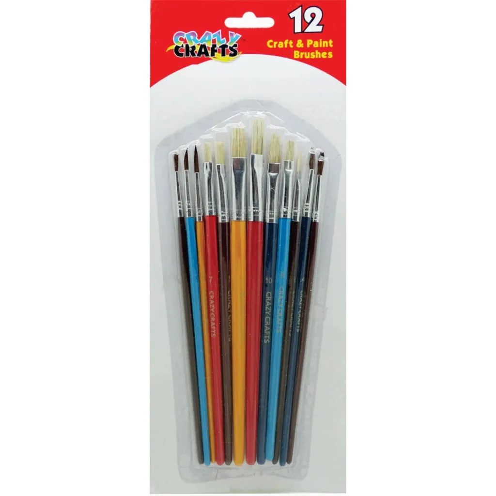 Assorted Craft & Paint Brushes - 12pcs