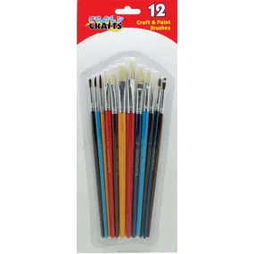 Assorted Craft & Paint Brushes - 12pcs