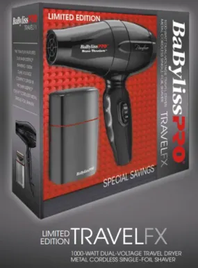 Babyliss Pro TravelFx Bambino Dryer & Cordless Single Foil Shaver