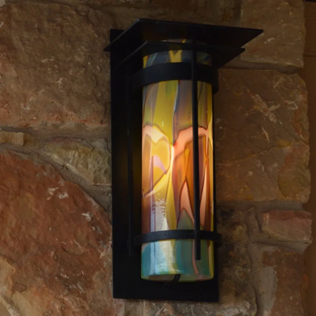 Banded Outdoor Sconce with Top Plate Small