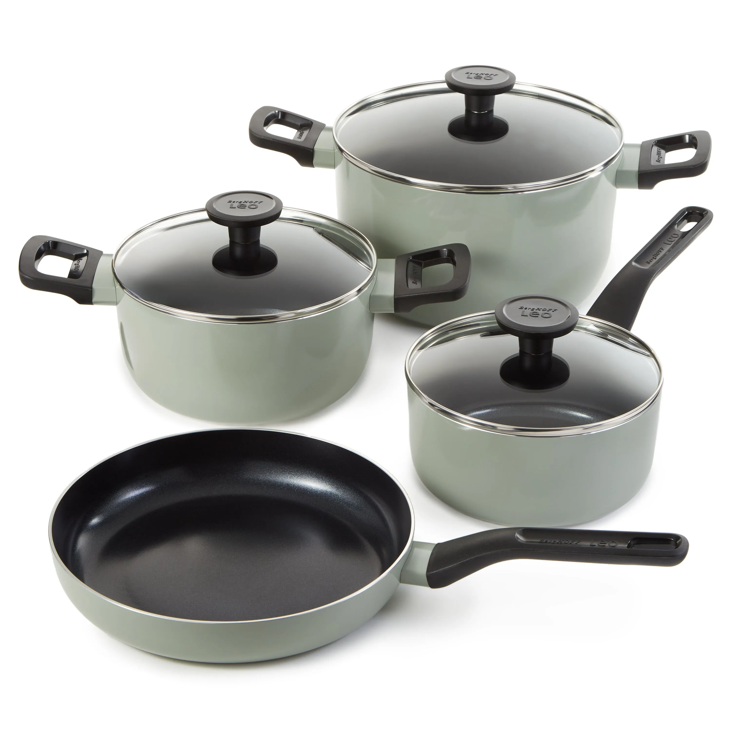 BergHOFF Leo Glints 7Pc Ceramic Nonstick Cookware Set, Sage