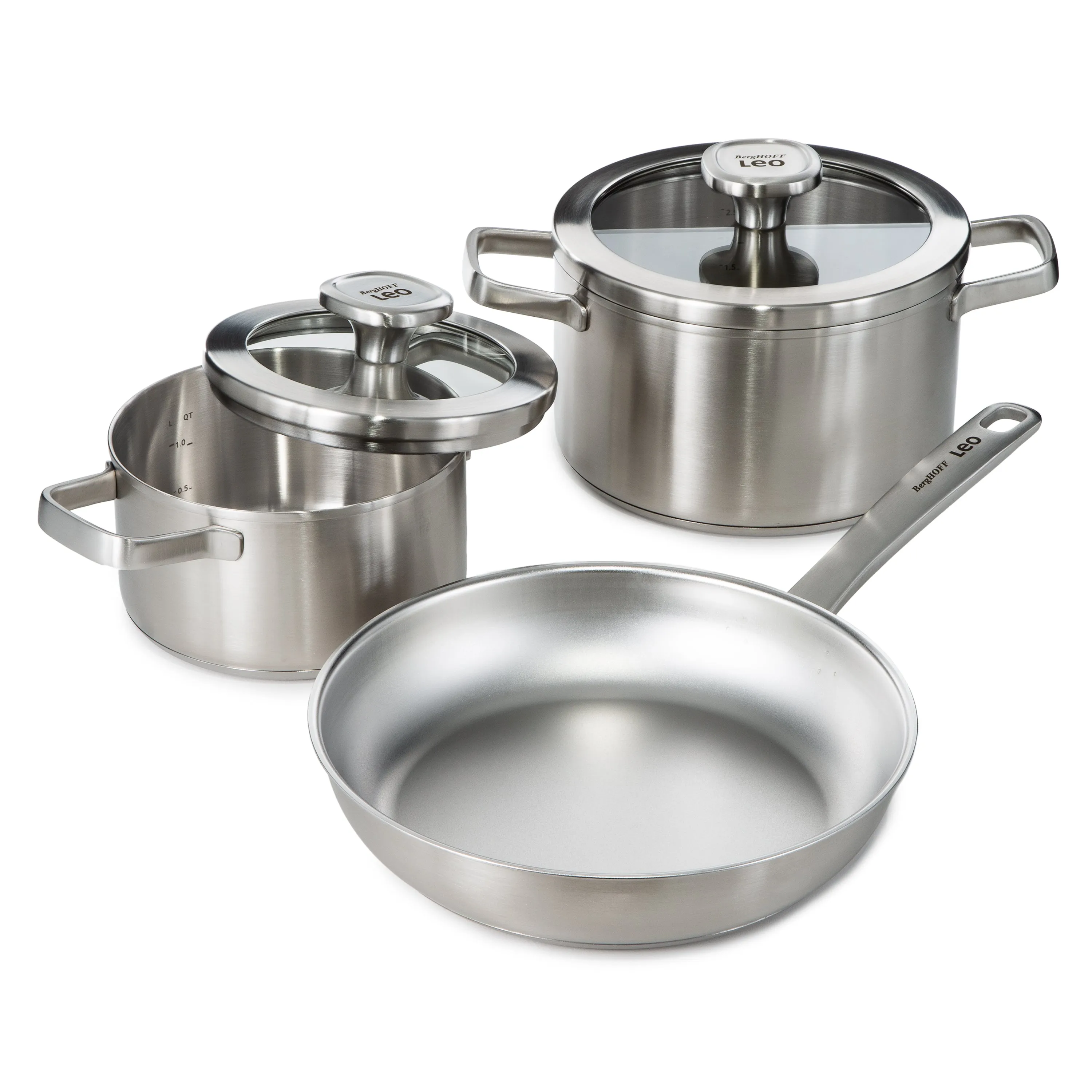 BergHOFF Leo Graphite 5Pc Recycled 18/10 Stainless Steel Cookware Set