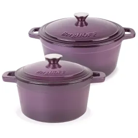 BergHOFF Neo 4pc Cast Iron Cookware Set, 3qt. & 7qt., Purple