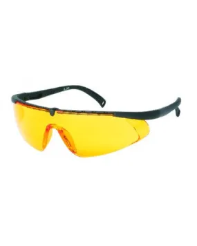 Black Frame - Orange Lens - Adjustable Nylon Temples - Soft Rubber Insert Tip Safety Glasses