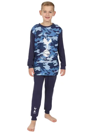 Boys Tottenham FC Spurs Blue Camouflage Long Pyjamas