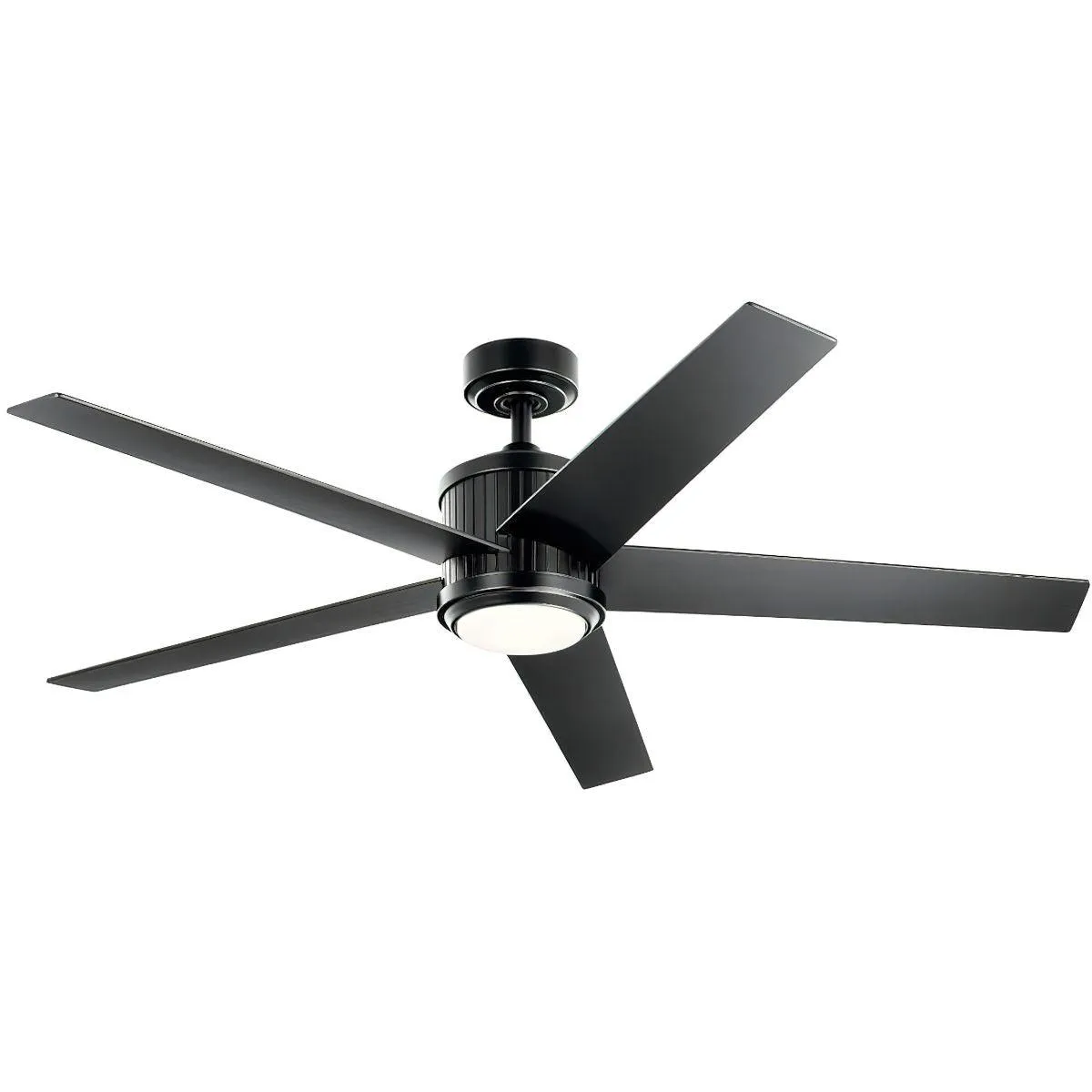 Brahm 56 Inch Satin Black LED Indoor Ceiling Fan with Remote, Reversible Black and Silver Blades