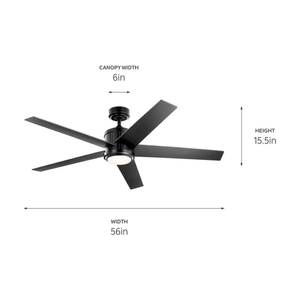 Brahm 56 Inch Satin Black LED Indoor Ceiling Fan with Remote, Reversible Black and Silver Blades