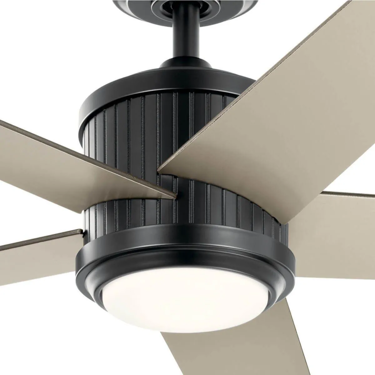 Brahm 56 Inch Satin Black LED Indoor Ceiling Fan with Remote, Reversible Black and Silver Blades