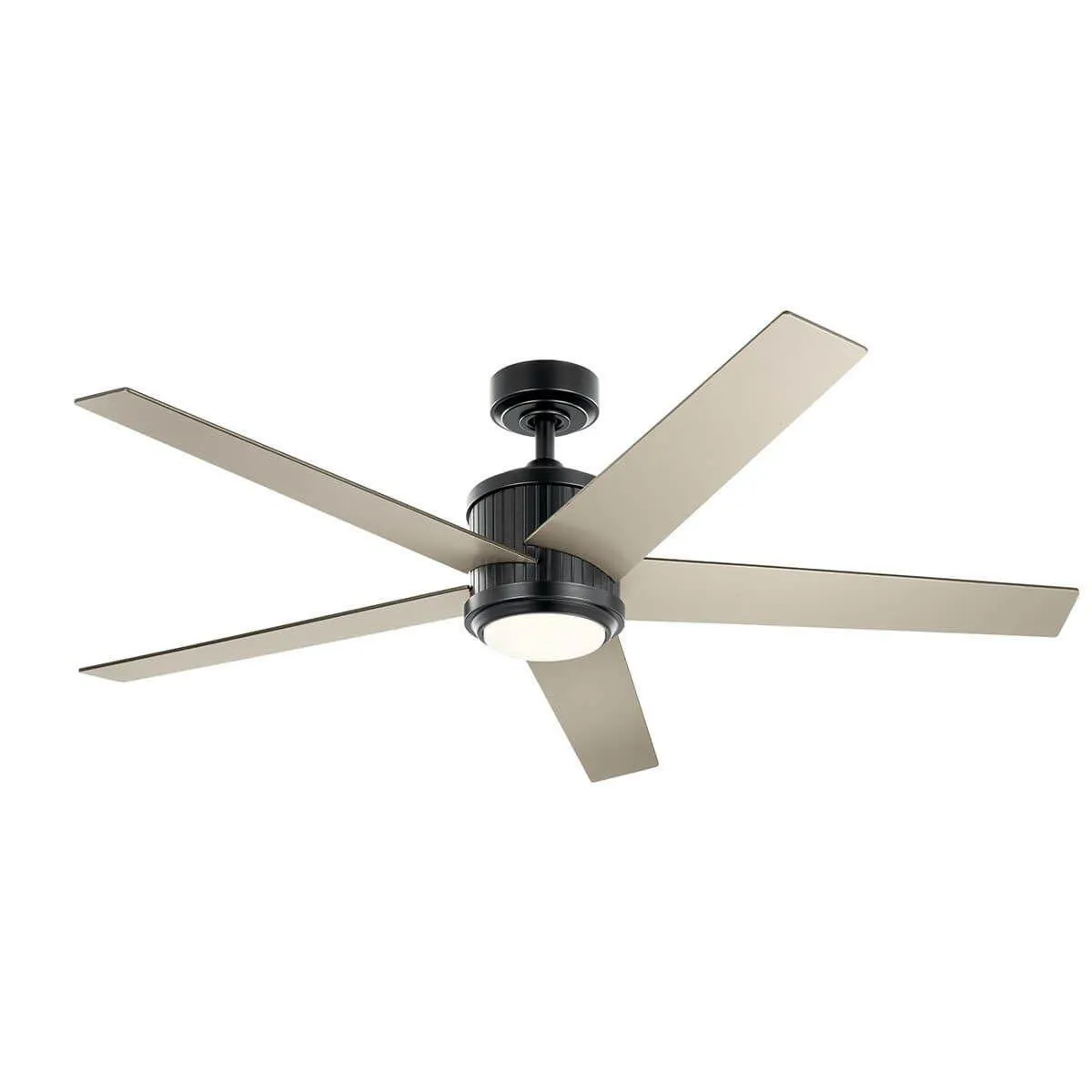 Brahm 56 Inch Satin Black LED Indoor Ceiling Fan with Remote, Reversible Black and Silver Blades