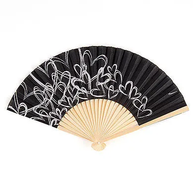 Bridesmaid Wedding Guest Hand Fan with Hearts (Pack of 6)