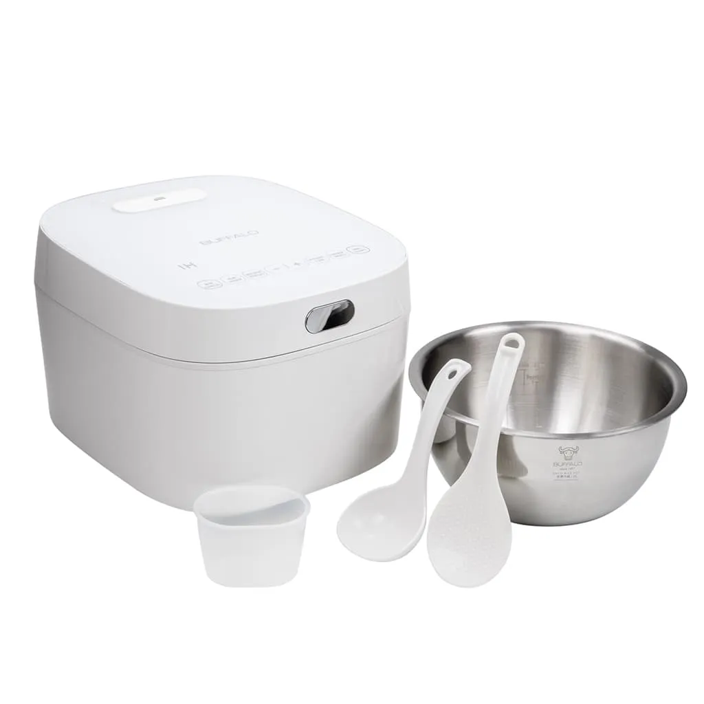 Buffalo Induction Heating (IH) Patented Clad Inner Pot Smart Rice Cooker 1.0 Liter (5 Cups) Pearl White (BUFFALOIH10)