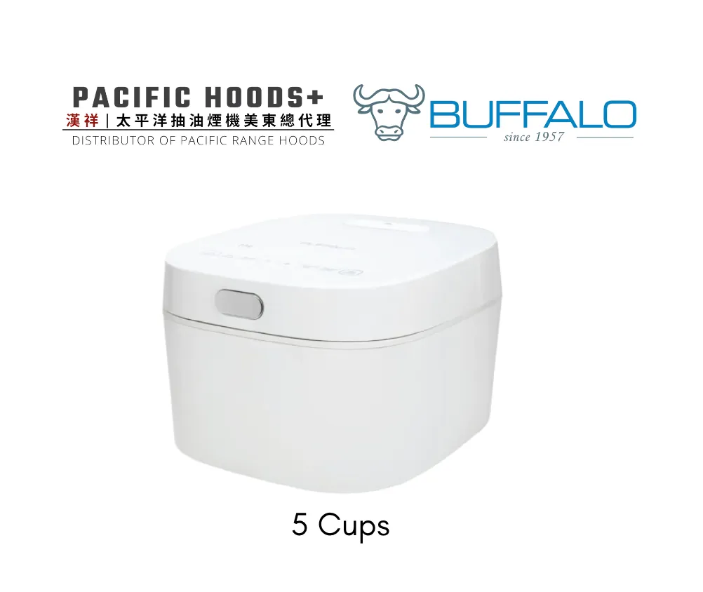 Buffalo Induction Heating (IH) Patented Clad Inner Pot Smart Rice Cooker 1.0 Liter (5 Cups) Pearl White (BUFFALOIH10)